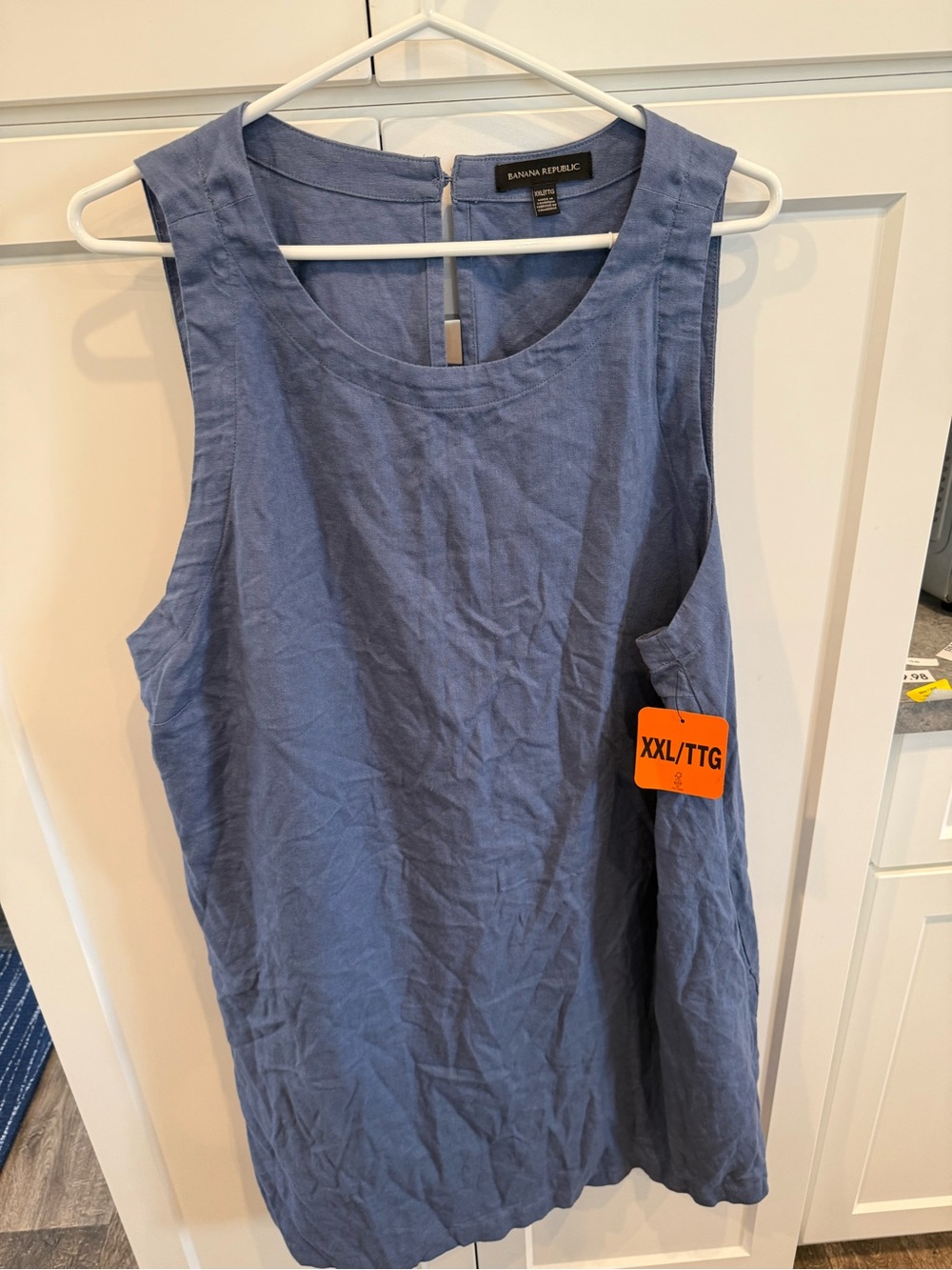 New Banana Republic Slate Blue Sleeveless Linen dress